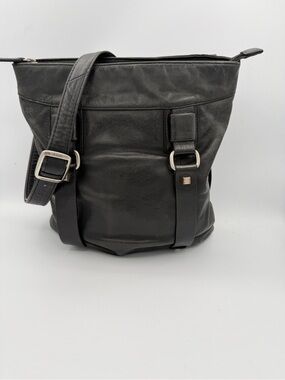 Derek Alexander Black Leather Crossbody Tote Bag Organizer Bag